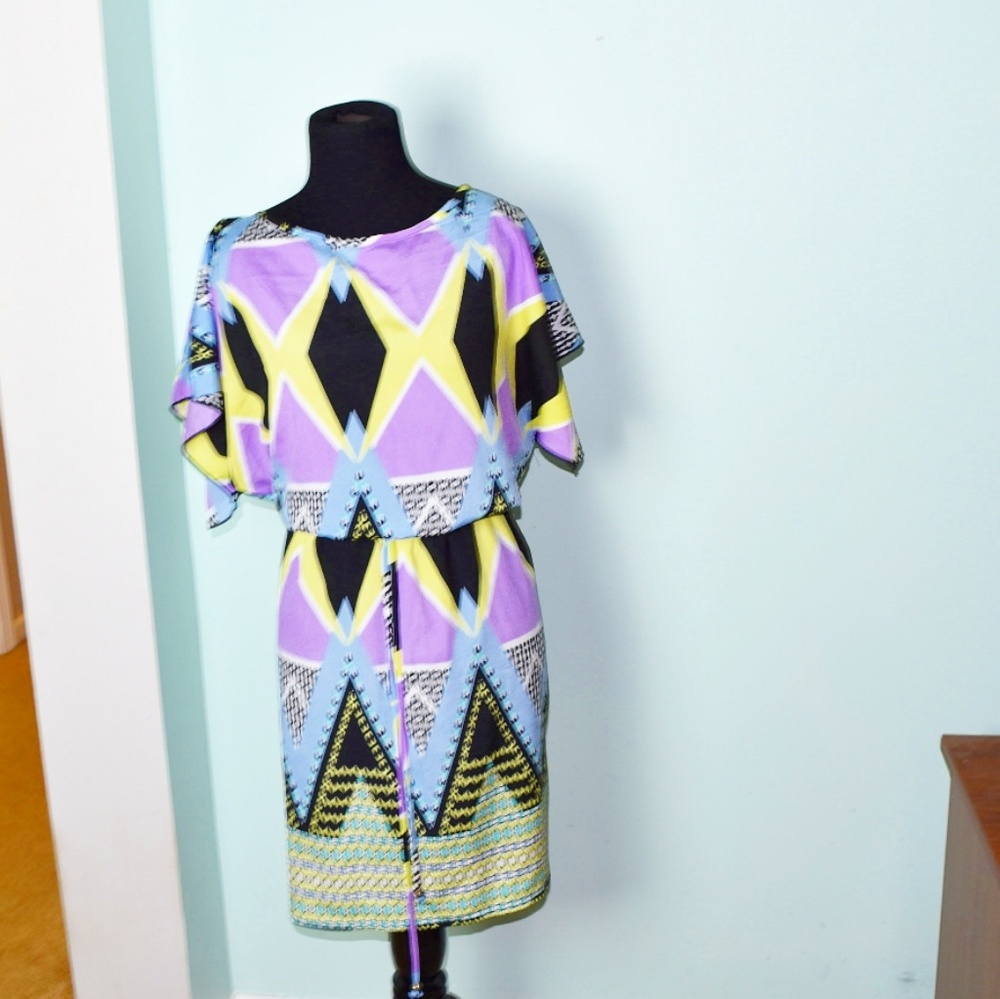 Paper Doll Purple Diamond Print Dress